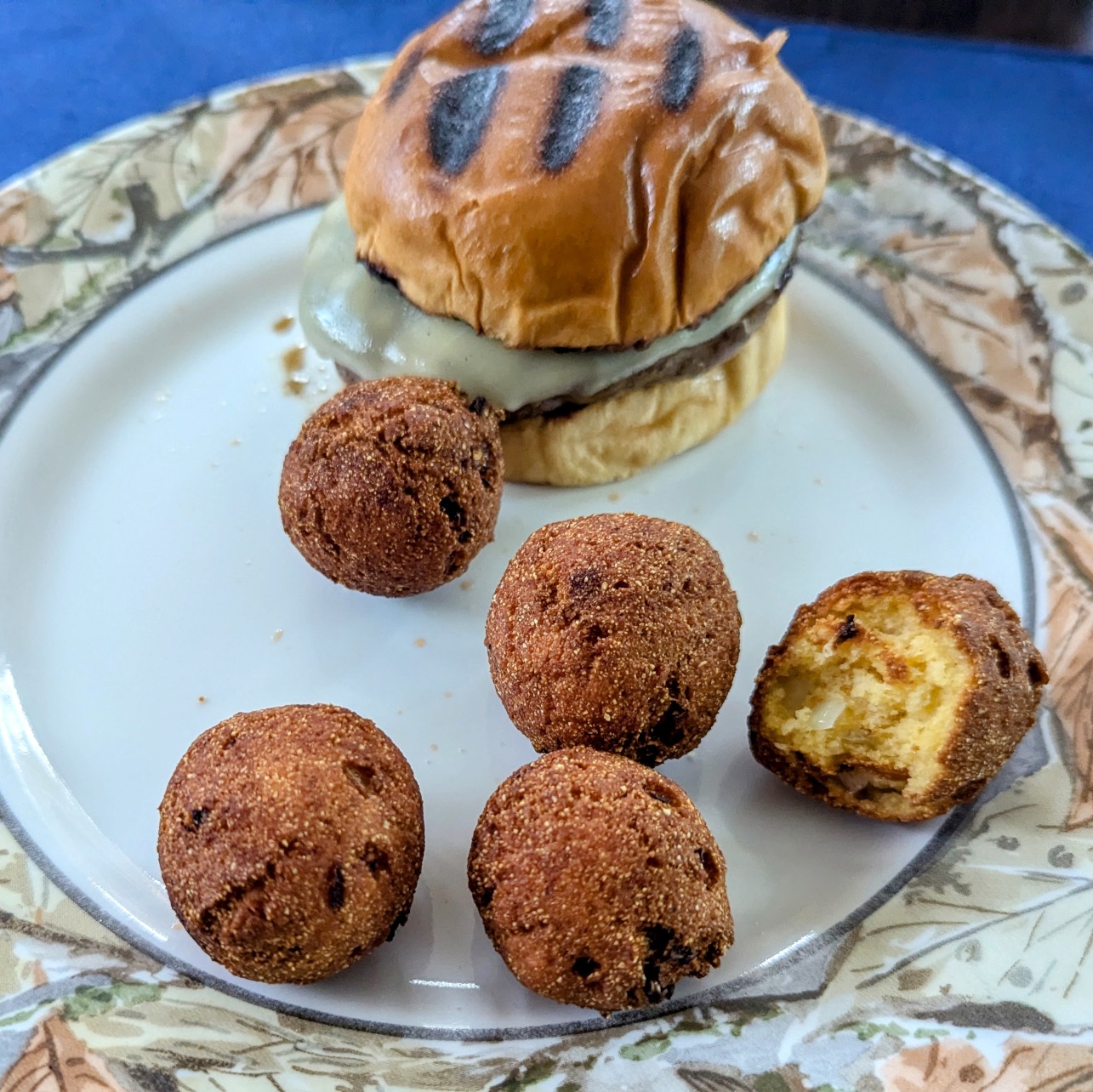 Burger and Hush Puppies