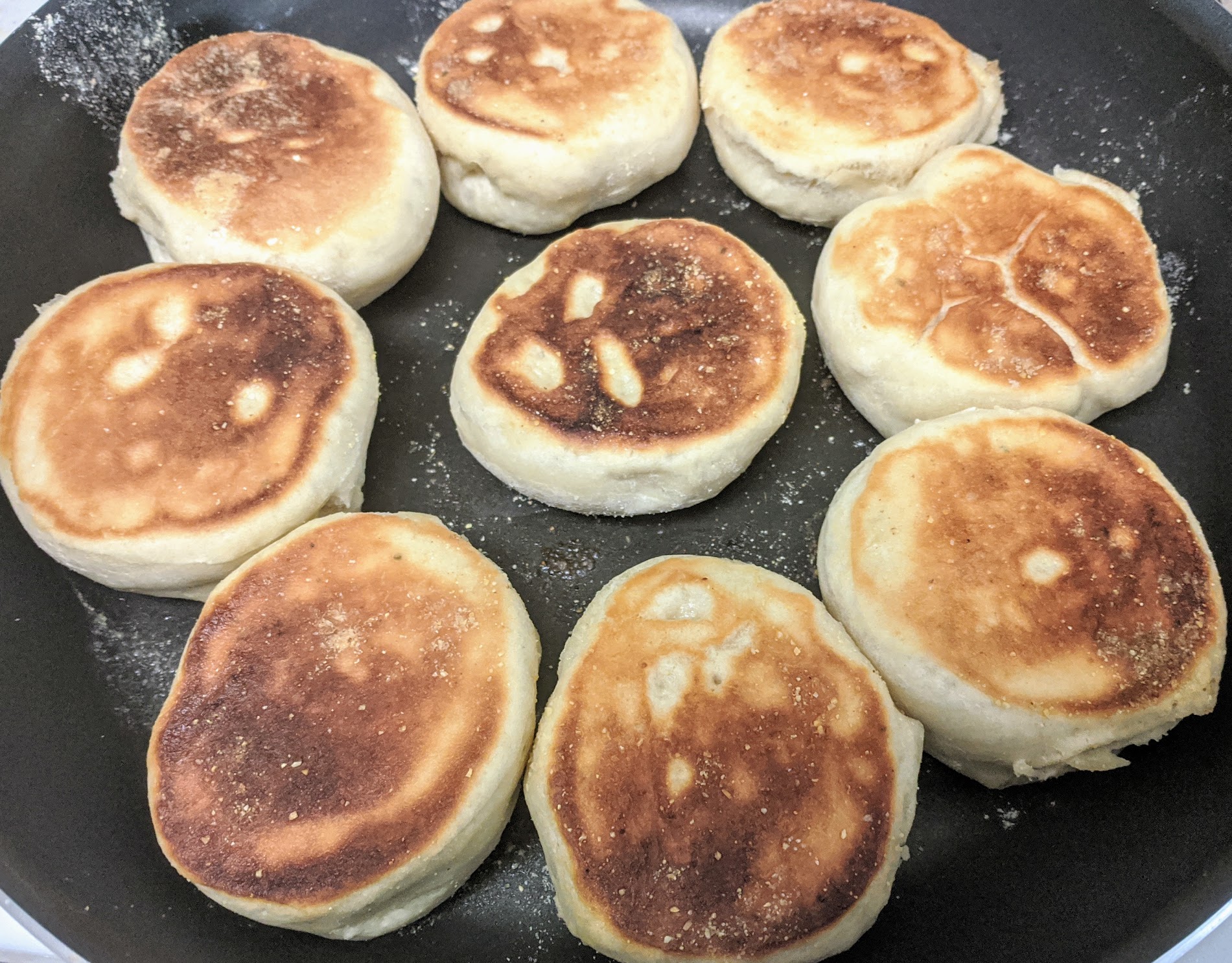 English Muffins cooking