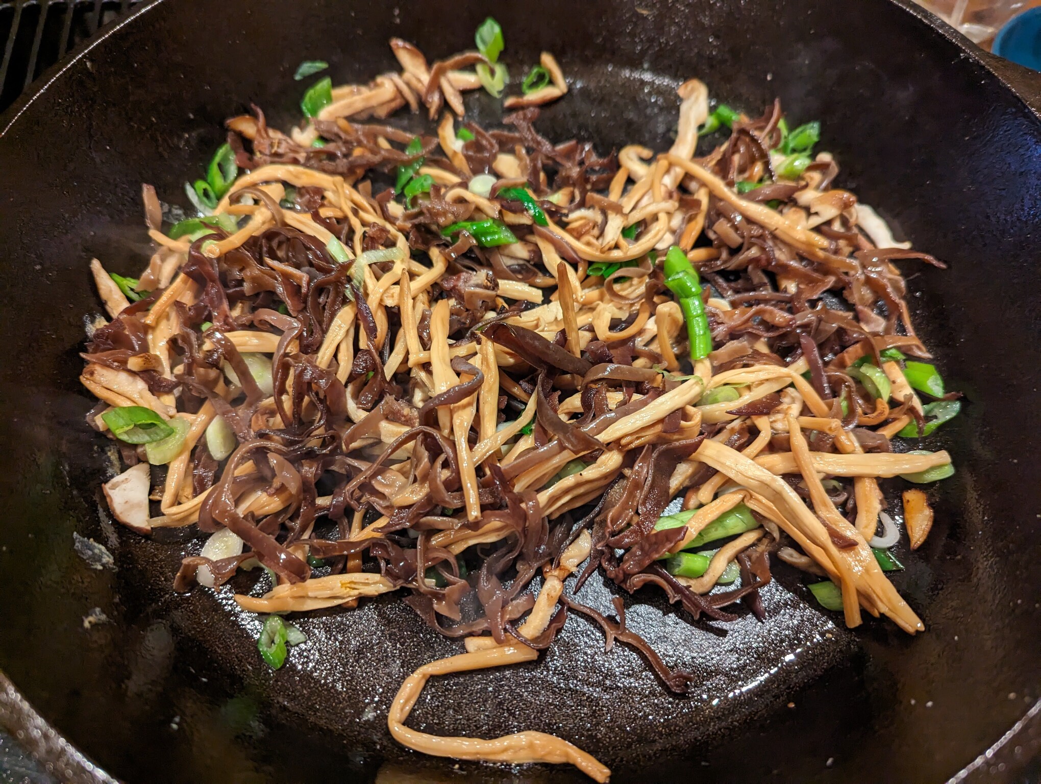 Stir frying moo shu